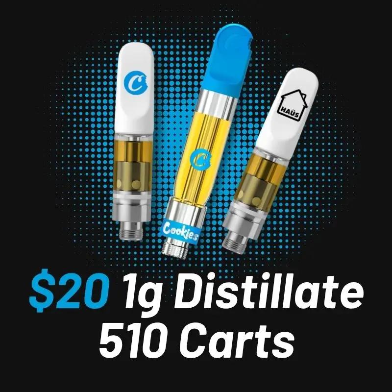 $20 1g Distillate 510 Carts
