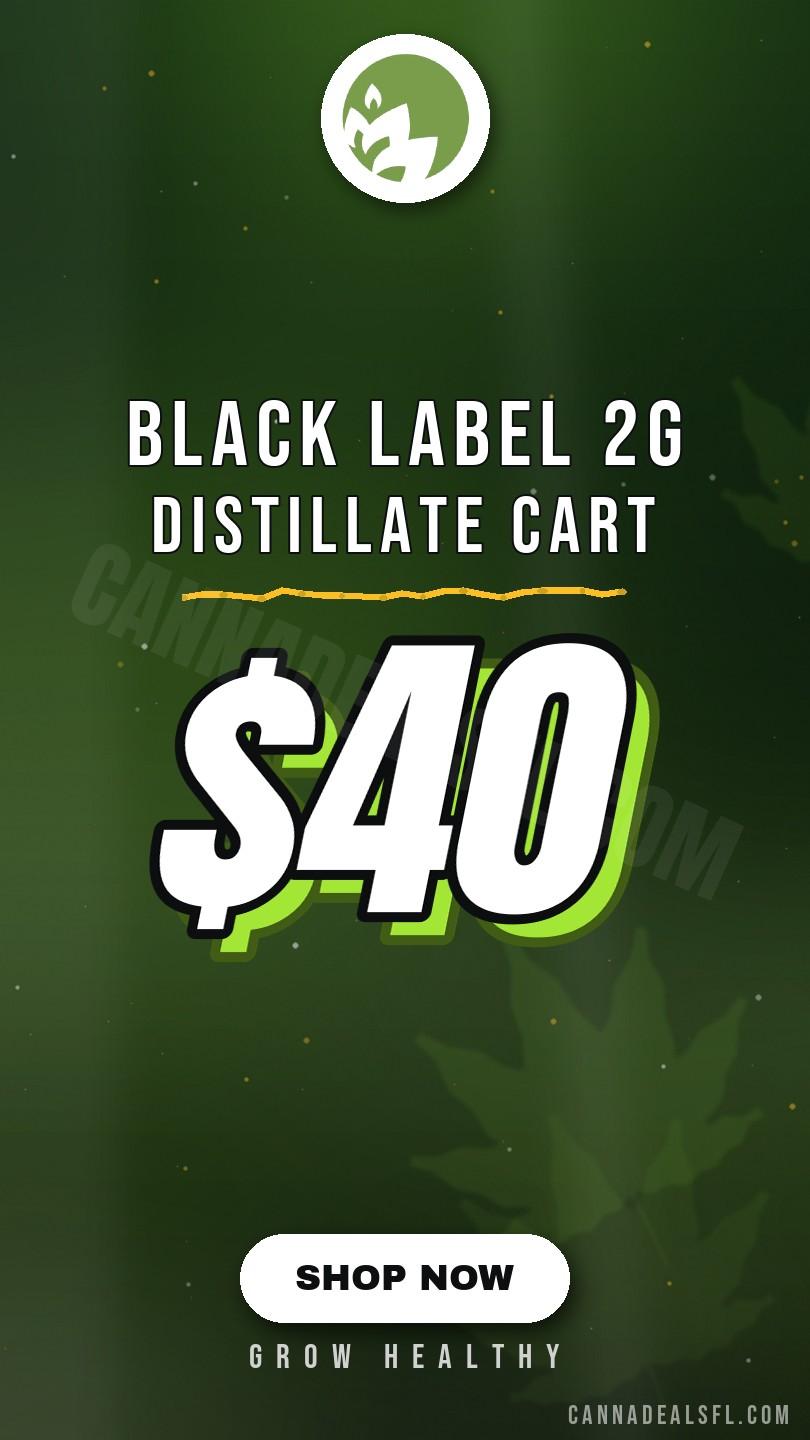 $40 Black Label 2g Distillate Cart - Cannabis deal image