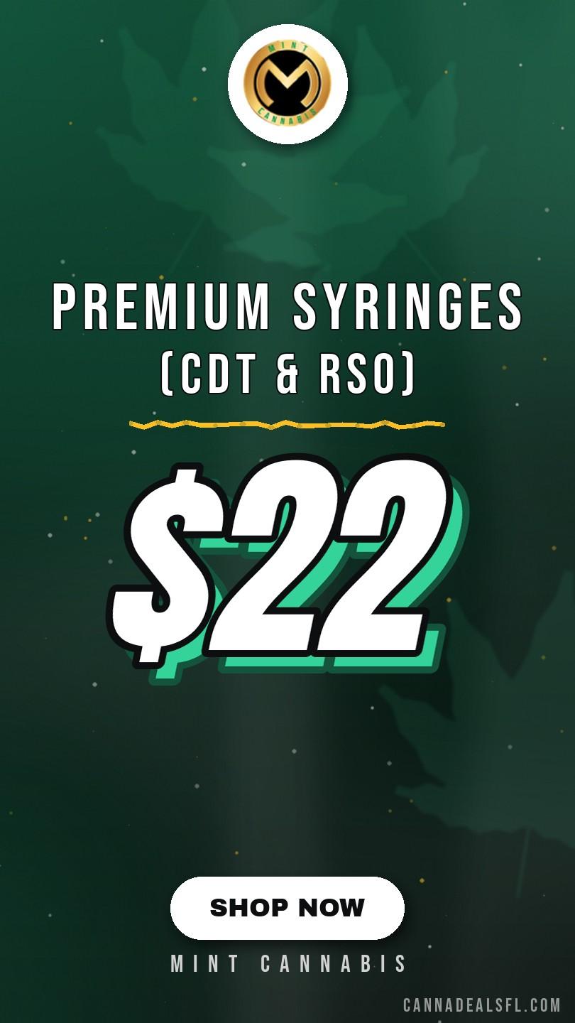 $22 Mint Premium Syringes (CDT & RSO) - Cannabis deal image