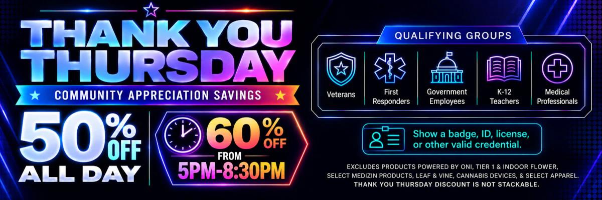 50% Off All Day & 60% Off 5PM-8:30PM