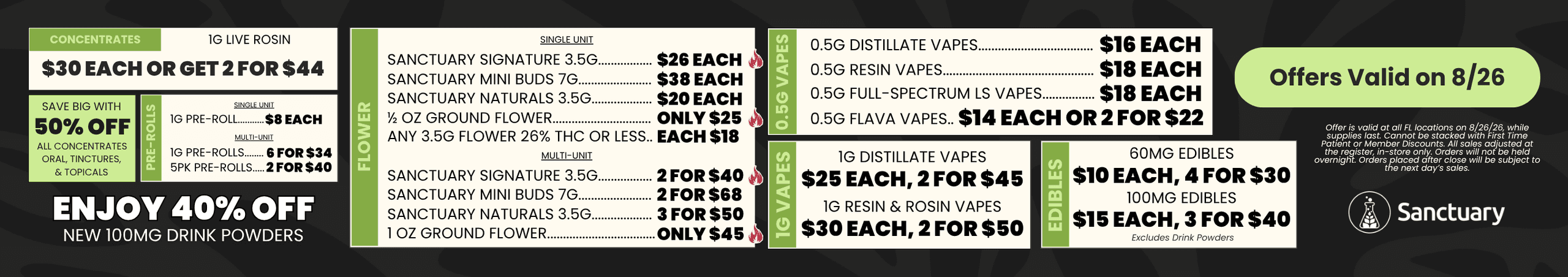 Deals on Flower, Vapes, Edibles & Concentrates
