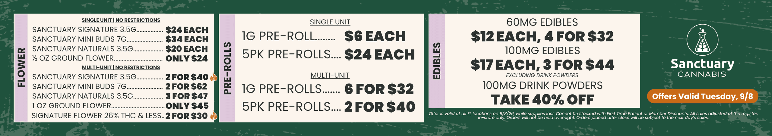 Flower, Pre-Rolls, & Edible Deals