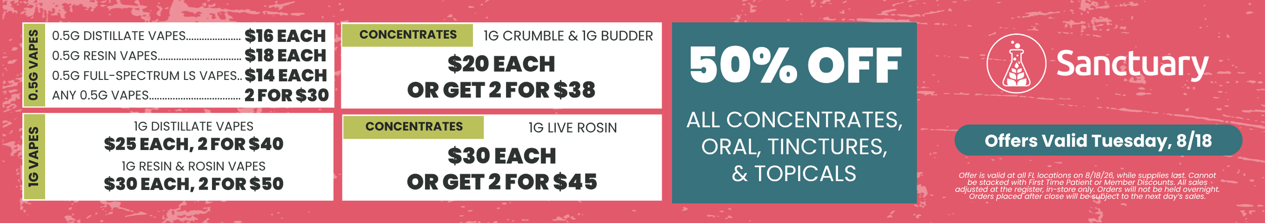 50% Off Concentrates & Vapes Deals