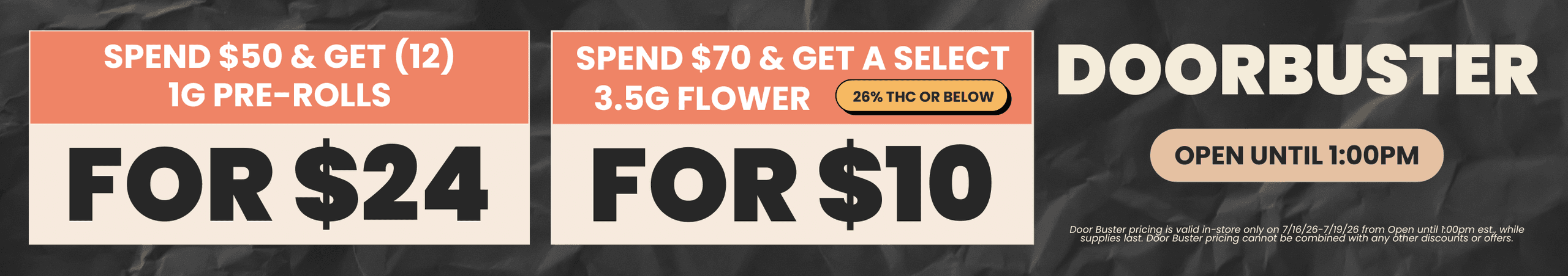 Spend $50 Get Pre-Rolls for $24