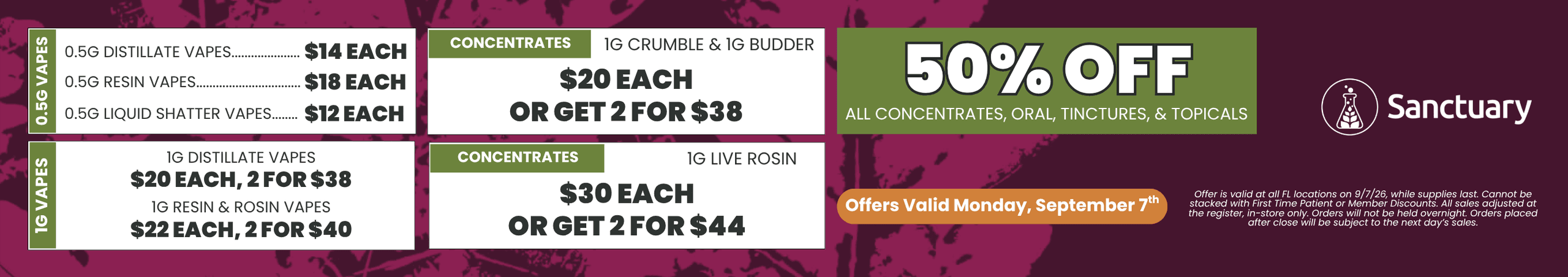 50% Off Concentrates & Daily Vape Deals - Cannabis deal image