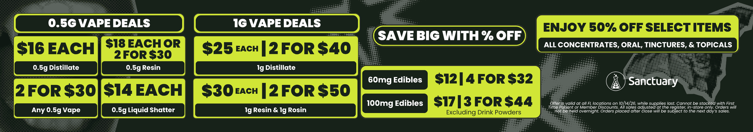 Vape Deals, 50% Off Concentrates & Edibles - Cannabis deal image