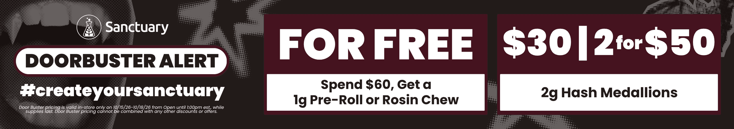 Doorbuster Specials: Free Items & Hash Medallions