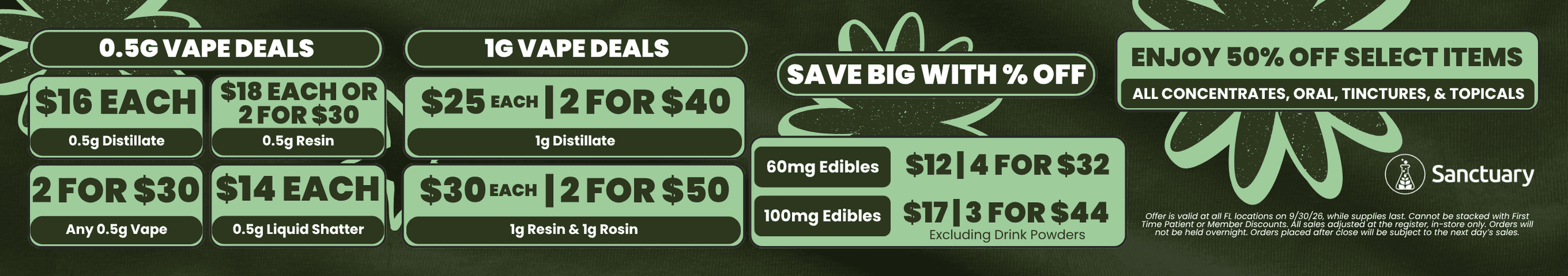 Vape Deals, 50% Off Concentrates & Edibles - Cannabis deal image