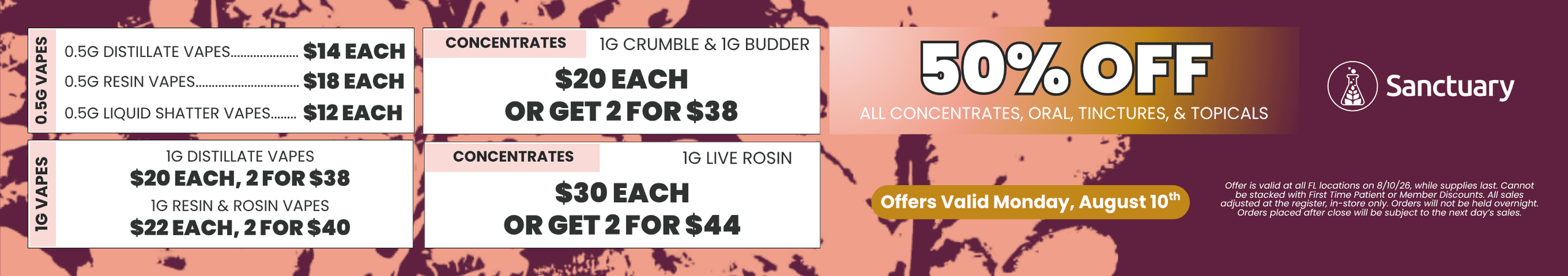 50% Off Concentrates & Vapes Deals
