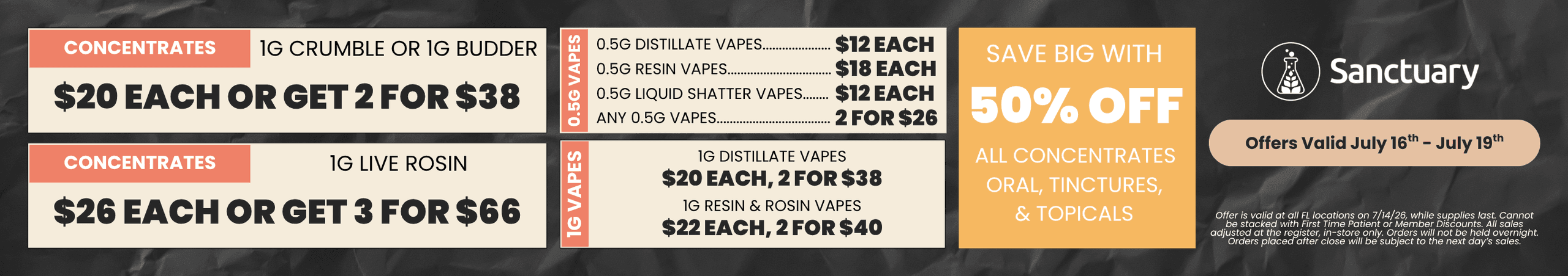 50% Off Concentrates & Vapes Deals