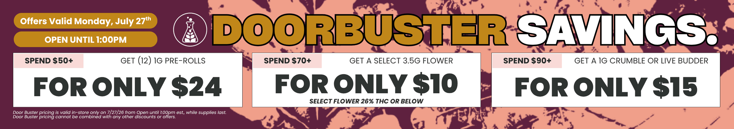 Door buster Savings: Spend and Save