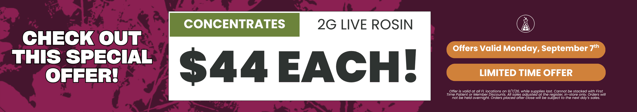 2G Live Rosin $44 Each Special Offer - Cannabis deal image