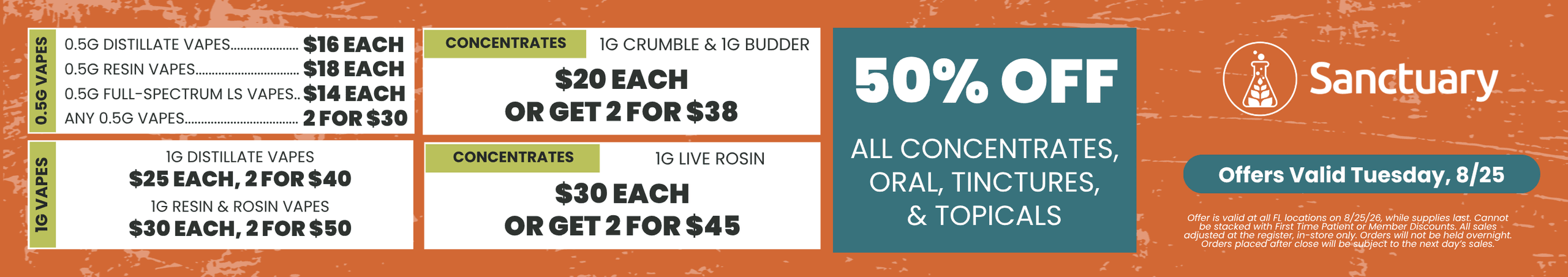 50% Off Concentrates & Daily Vape Deals