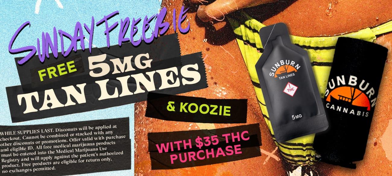 Sunday Freebie: Free 5mg Tan Lines & Koozie - Cannabis deal image
