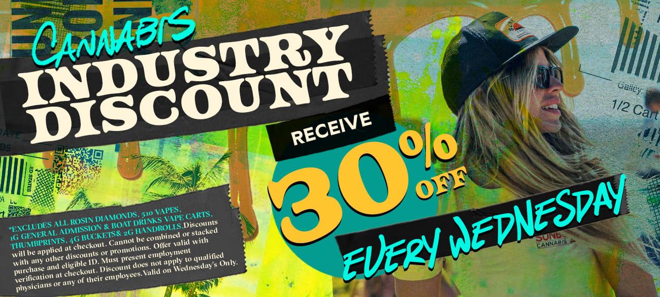 Industry Discount: 30% Off Every Wednesday