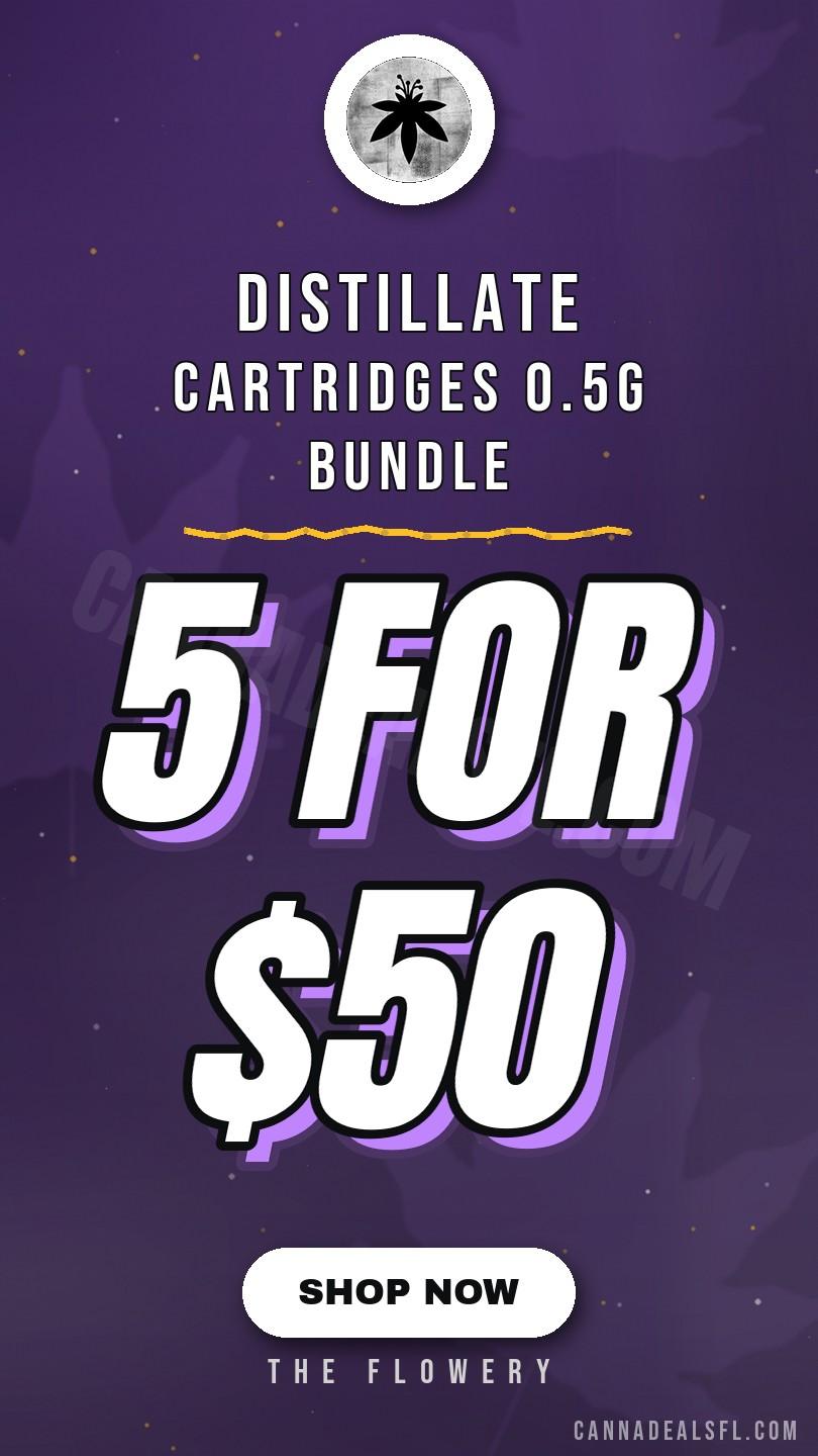 5 for $50 Distillate Cartridges 0.5g Bundle - Cannabis deal image