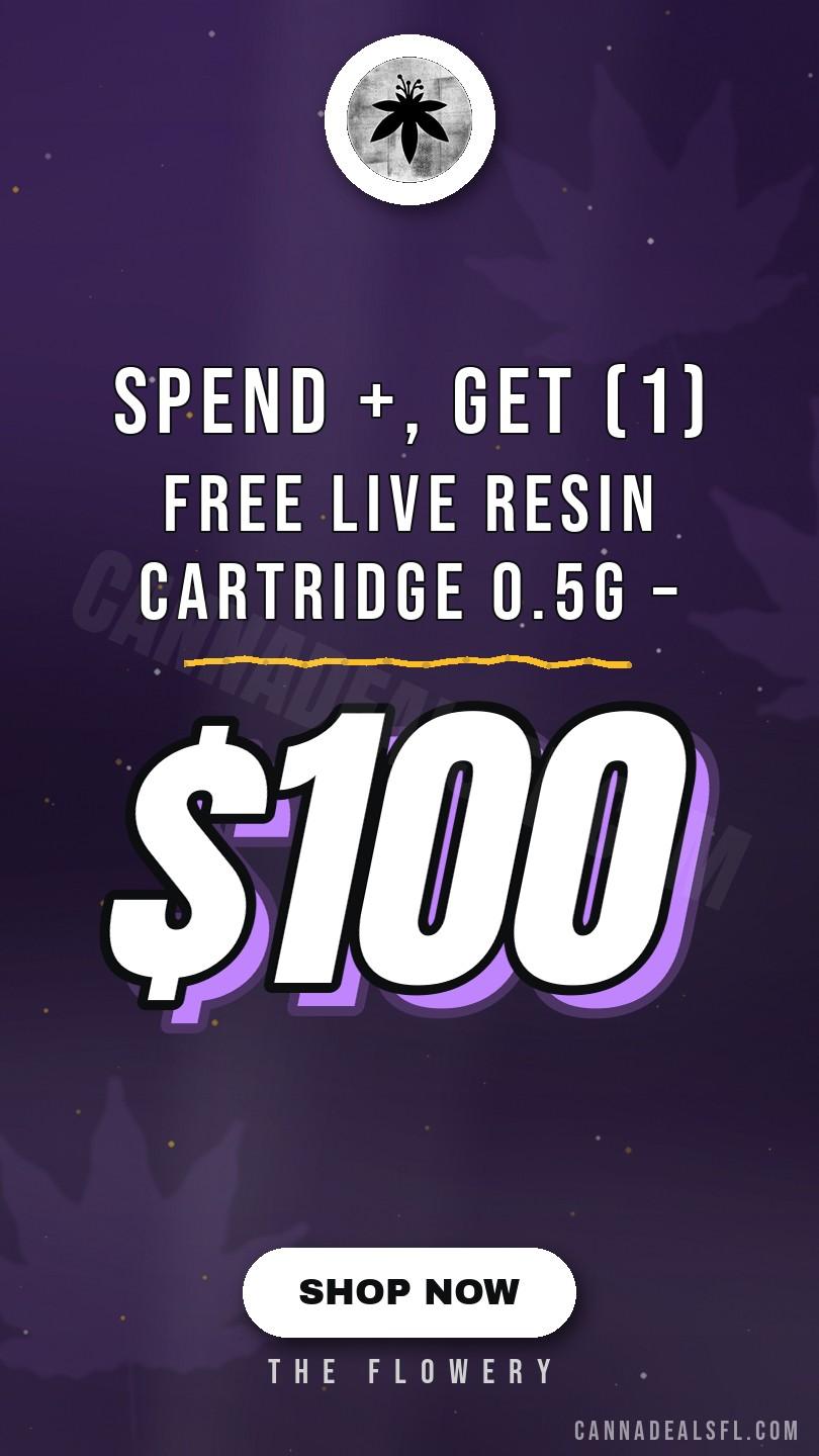 Spend $100+, Get (1) Free Live Resin Cartridge 0.5g – Slurricane IX #2 - Cannabis deal image