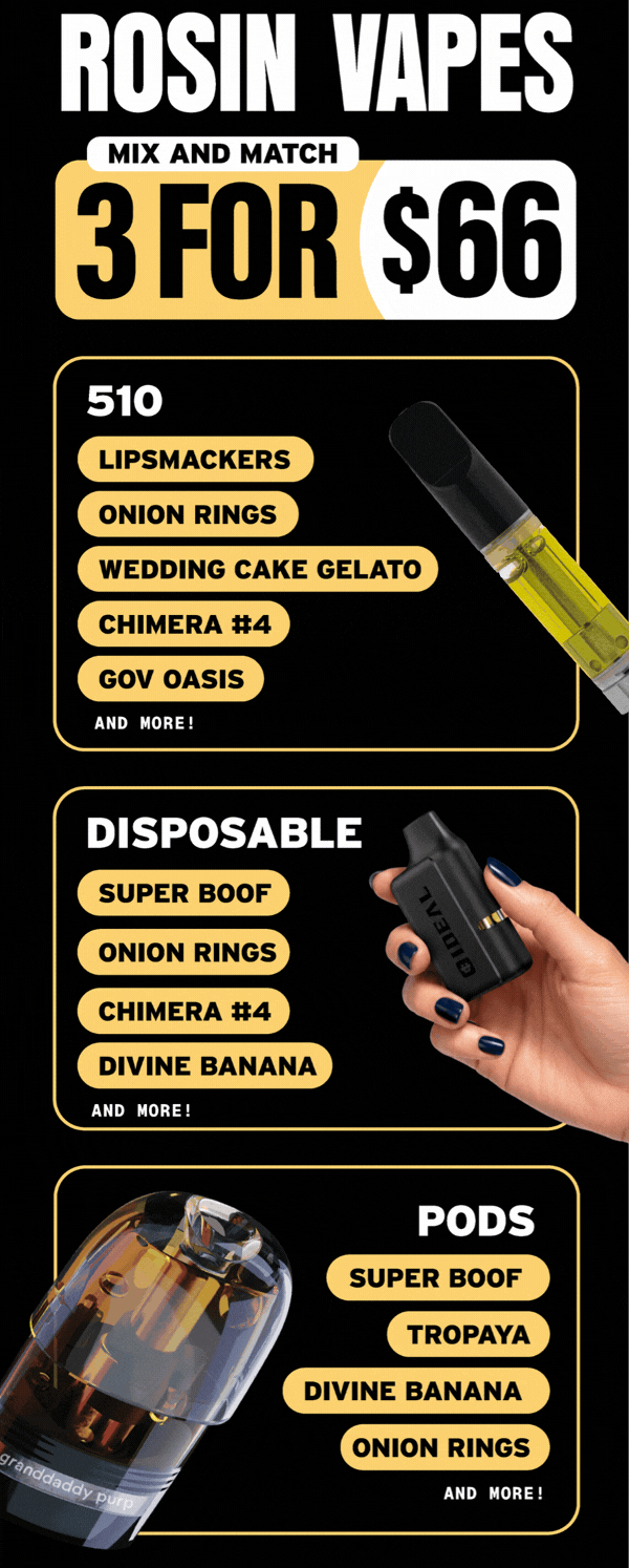 Mix and Match 3 for $66 Rosin Vapes - Cannabis deal image