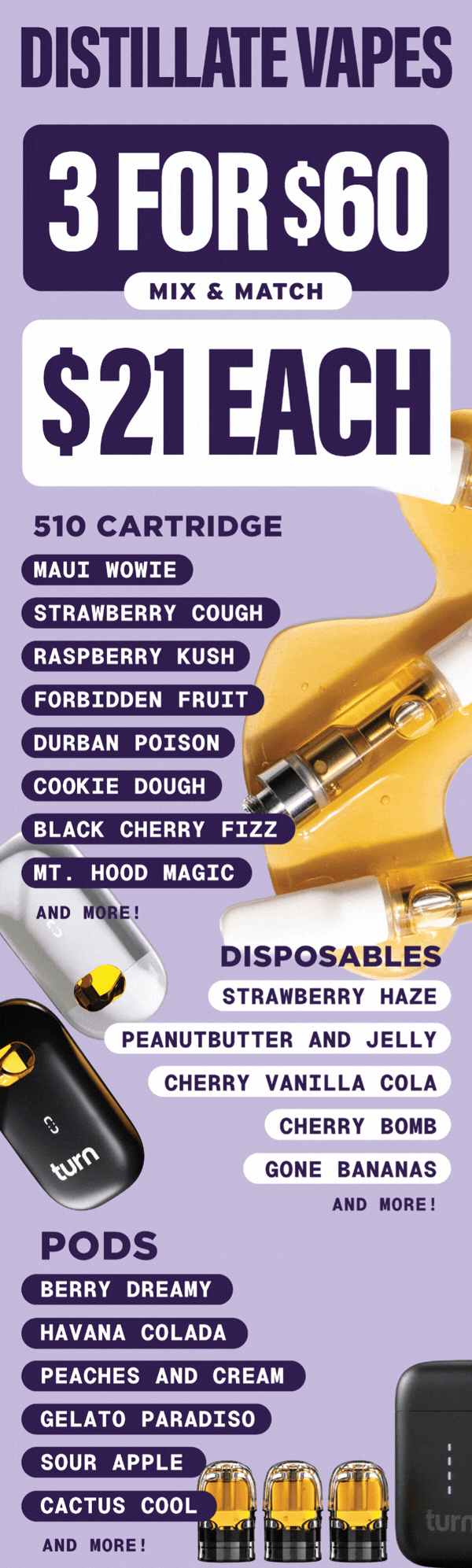Distillate Vapes: 3 for $60 & $21 Each - Cannabis deal image