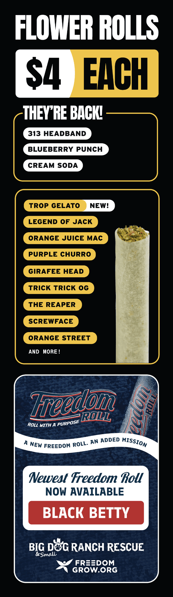 $4 Flower Rolls & New Strains - Cannabis deal image