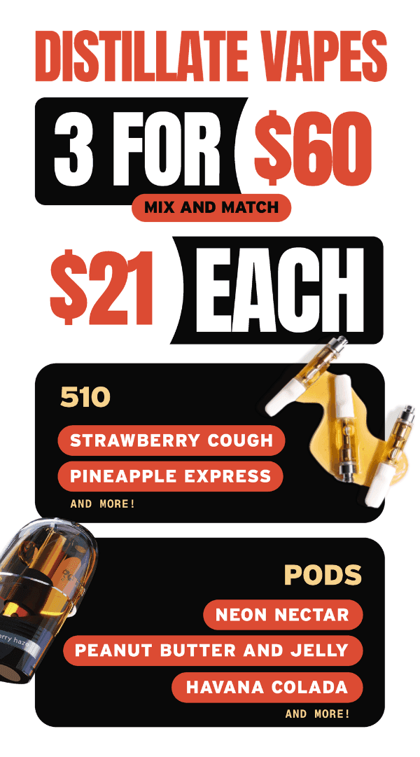 3 for $60 Distillate Vapes & Pods - Cannabis deal image