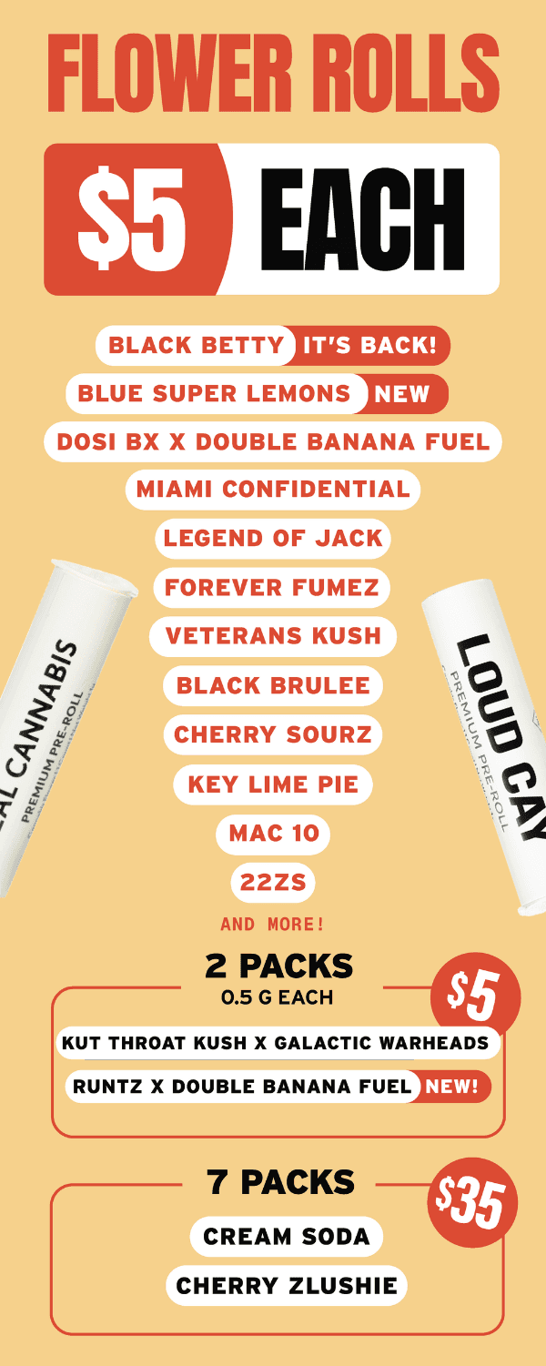 $5 Flower Rolls & $35 7-Packs - Cannabis deal image