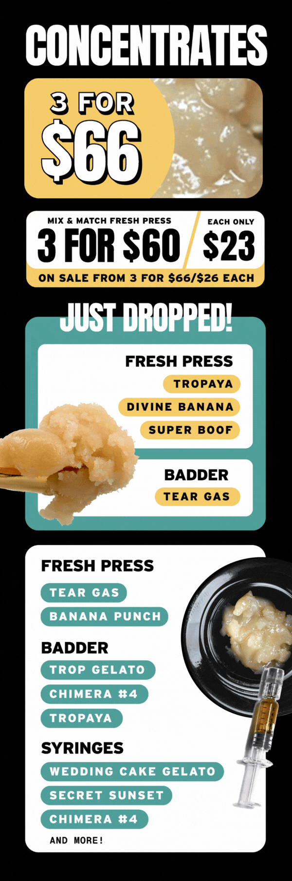 Concentrates: 3 for $66 & Fresh Press Deals - Cannabis deal image