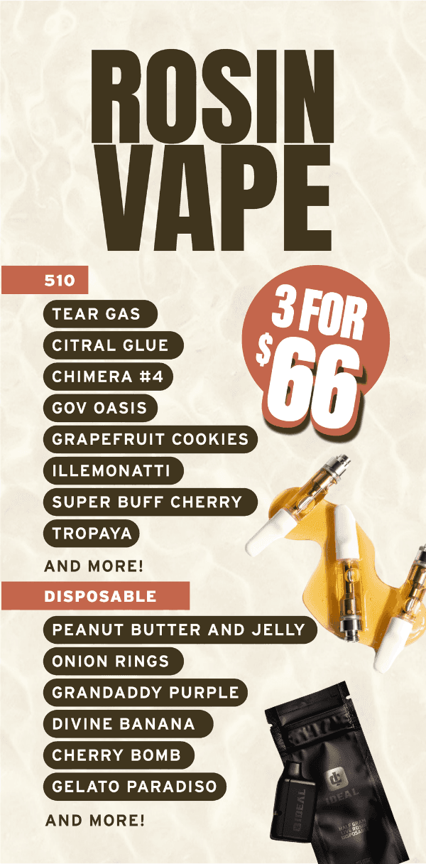 3 Rosin Vapes For $66 - Cannabis deal image