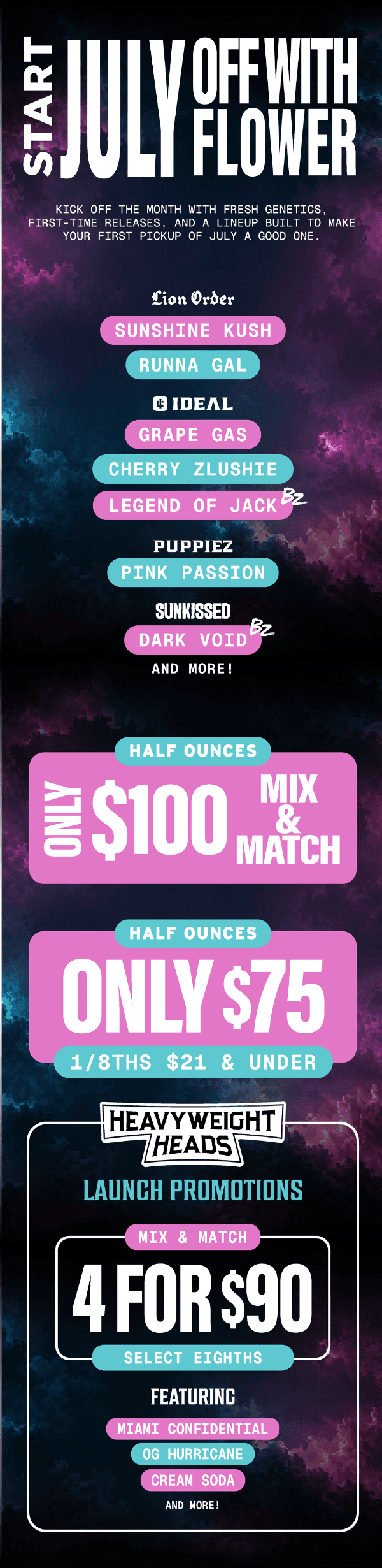 July Flower Deals: Mix & Match & 4 For $90 - Cannabis deal image