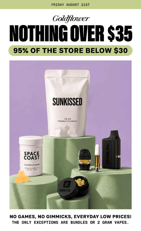 Nothing Over $35 & 95% Below $30