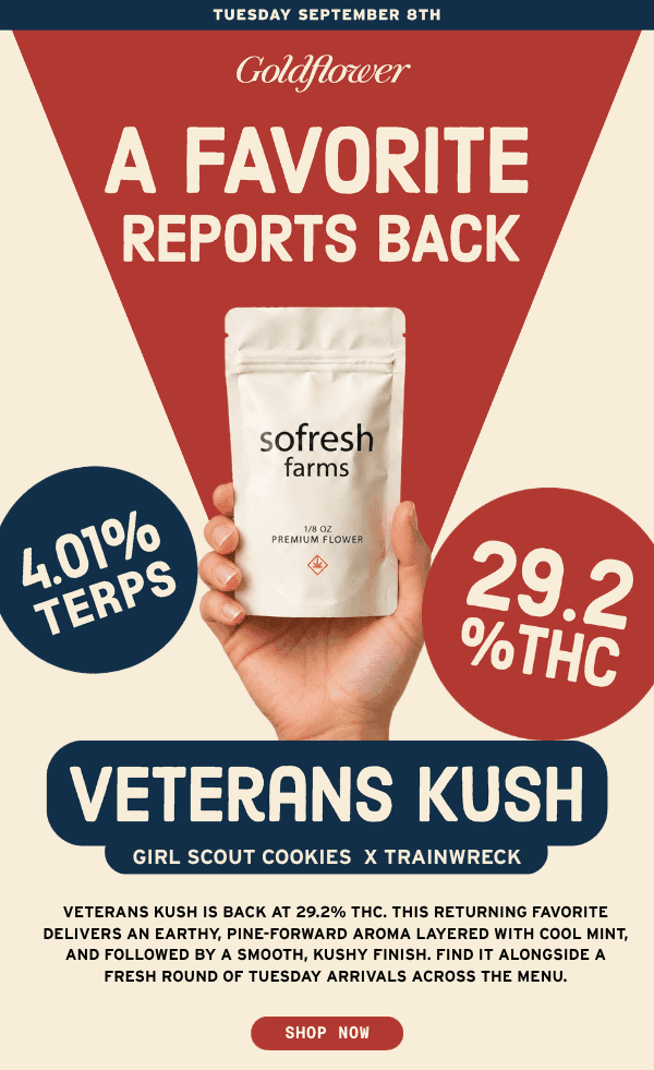 Veterans Kush is Back on Tuesday - Cannabis deal image