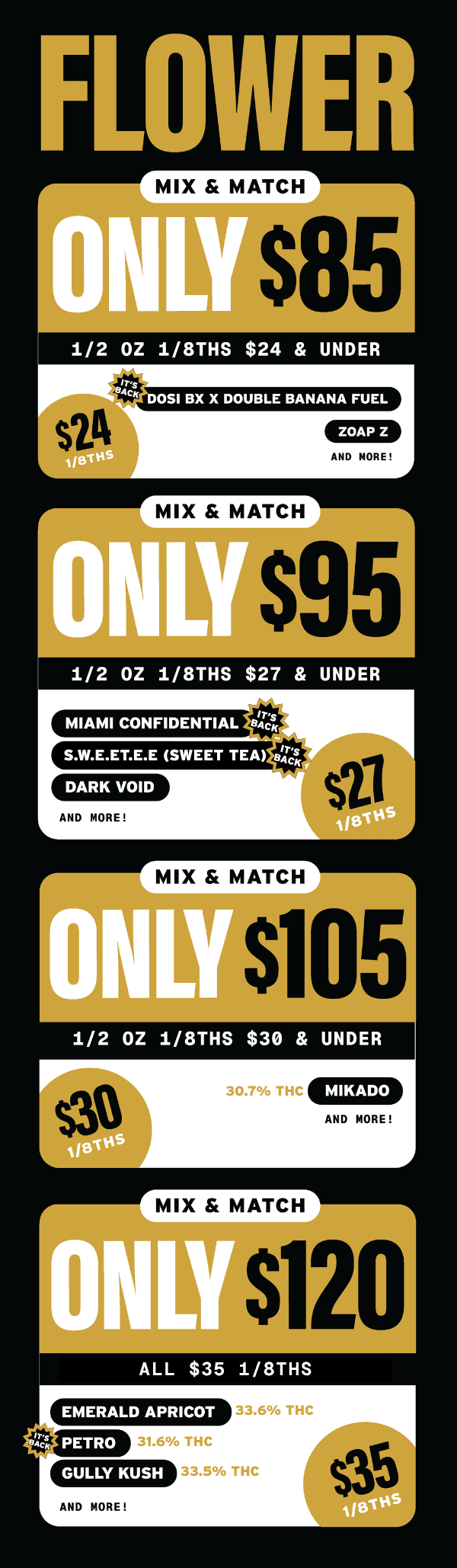 Mix & Match Flower Deals From $24-$35 Eighths - Cannabis deal image
