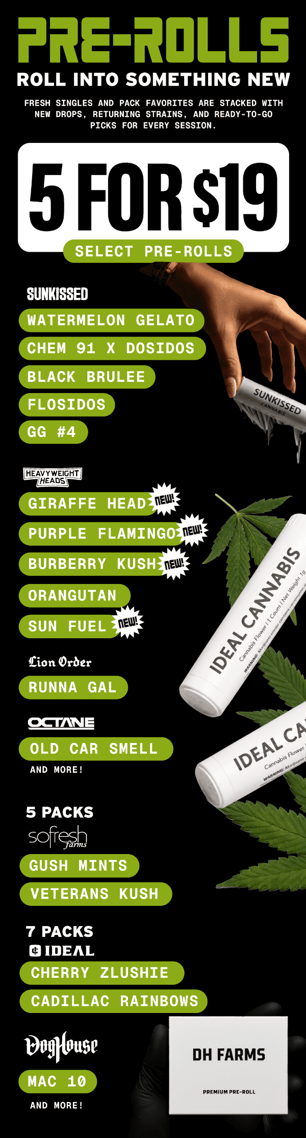 Pre-Roll Deals: 5 for $19 & Select Strains