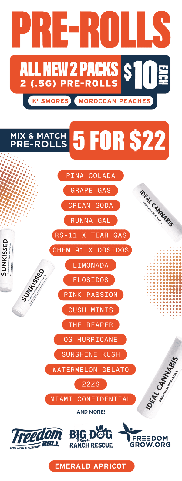 Pre-Roll Deals: 2 for $10 & 5 for $22