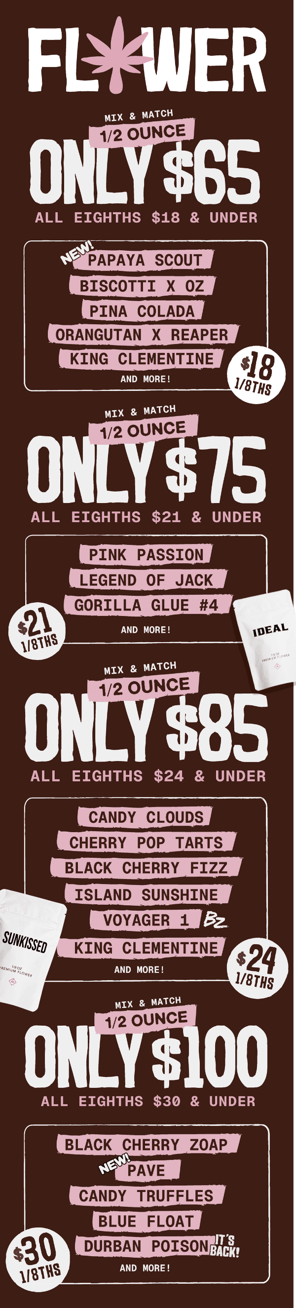 Mix & Match Flower Deals - Up to $100 Half Ounces - Cannabis deal image