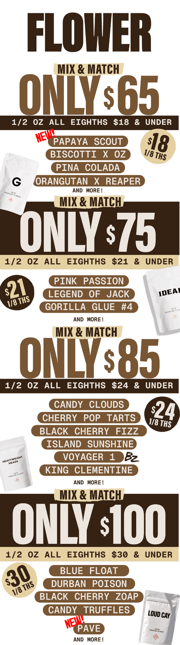 Mix & Match Eighths Starting at $18