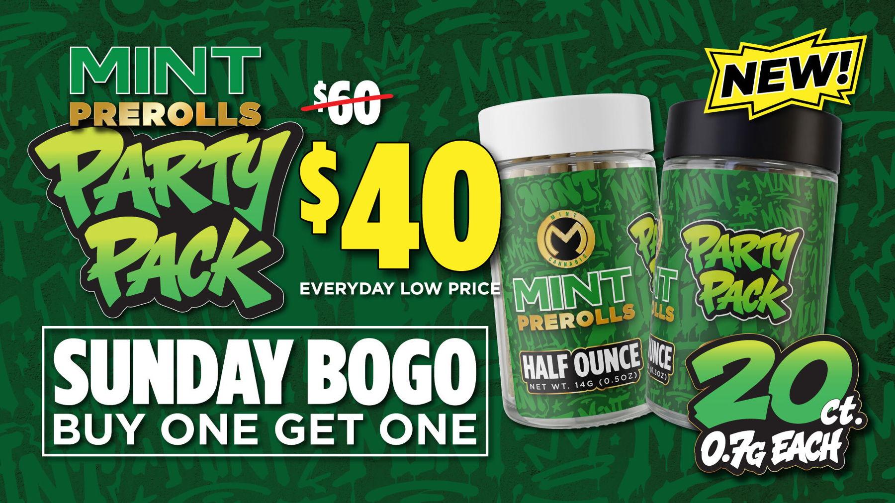 Party Pack Pre-Rolls & Sunday BOGO