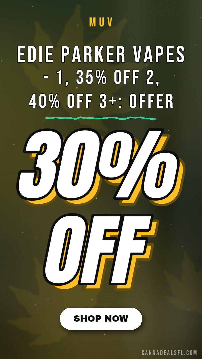 Edie Parker Vapes - 30% Off 1, 35% Off 2, 40% Off 3+: Offer Valid August 14 - 30 While Strains And S