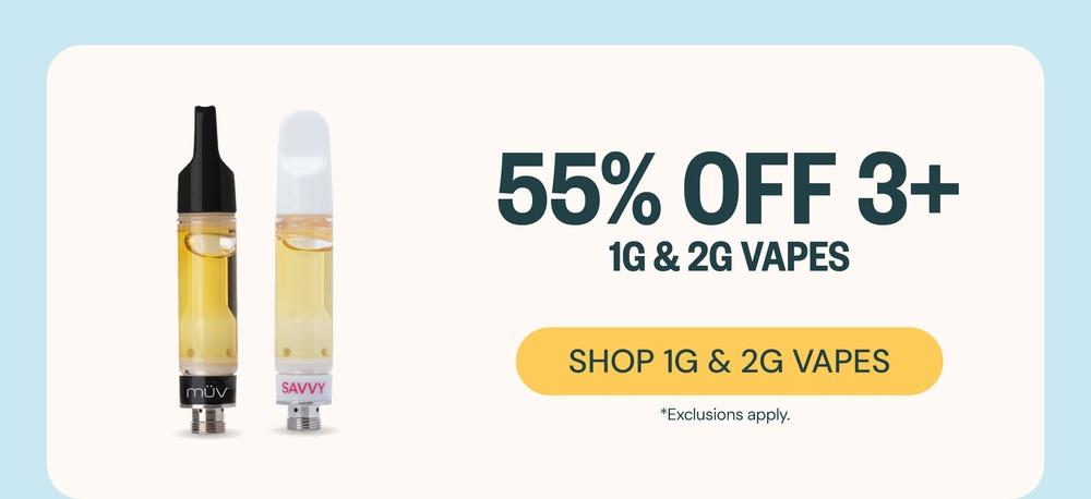 55% Off 3+ 1G & 2G Vapes - Cannabis deal image