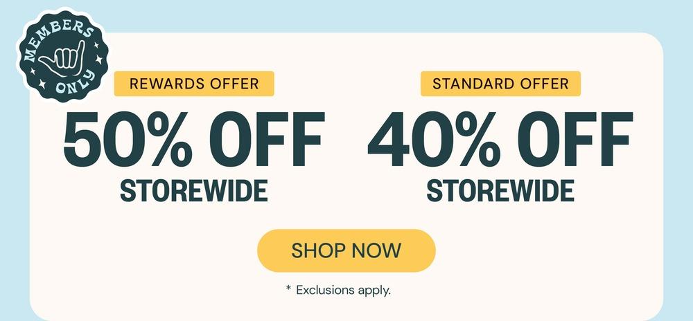 Members Get 50% Off, Standard 40% Off