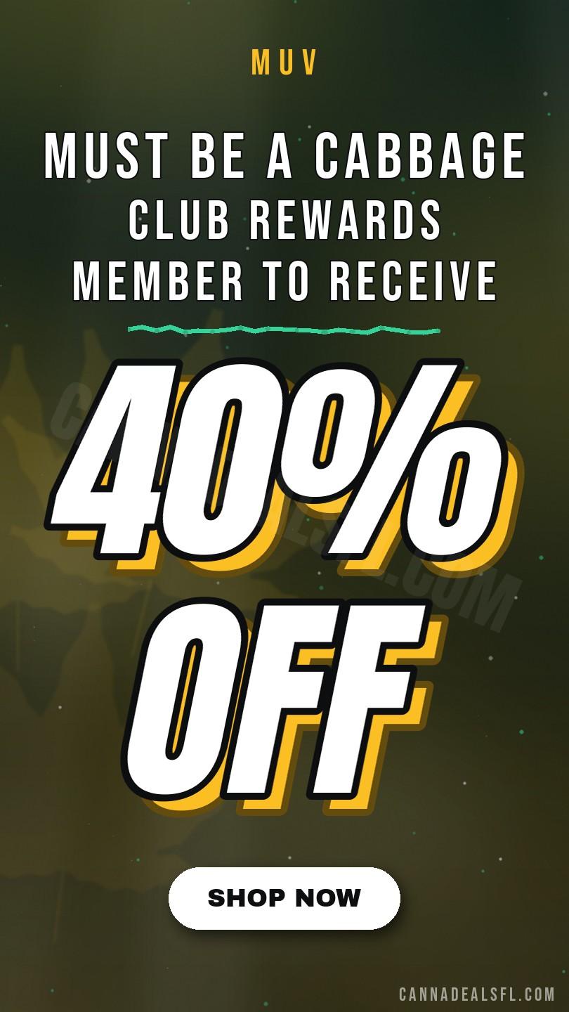 Must Be A Cabbage Club Rewards Member To Receive 40% Off