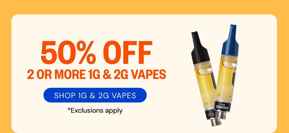 50% Off 2 or More 1g & 2g Vapes - Cannabis deal image