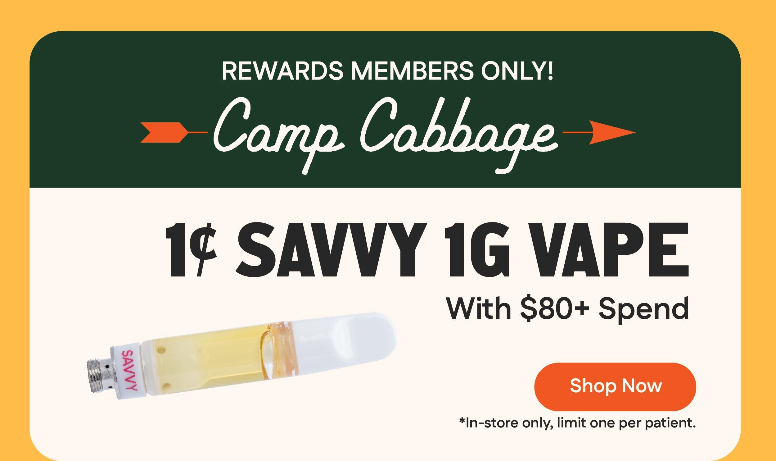 1¢ Savvy 1g Vape With $80+ Spend