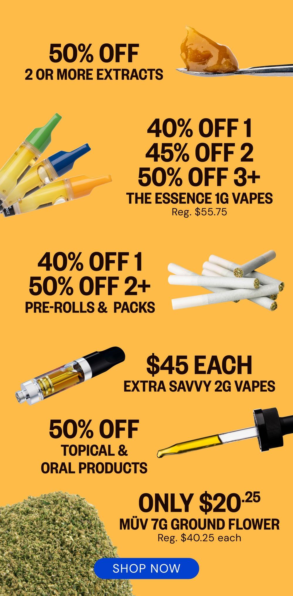 50% Off Extracts, Vapes & Topicals