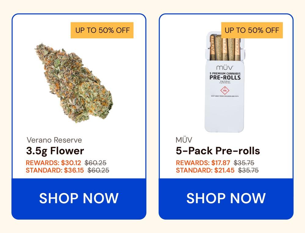 Up To 50% Off Flower & Pre-Rolls - Cannabis deal image
