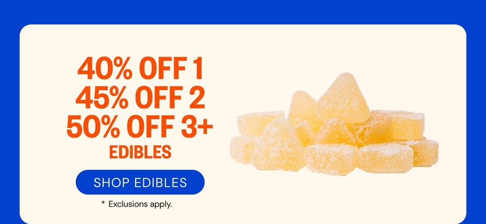 Tiered Edible Discounts & Exclusions Apply
