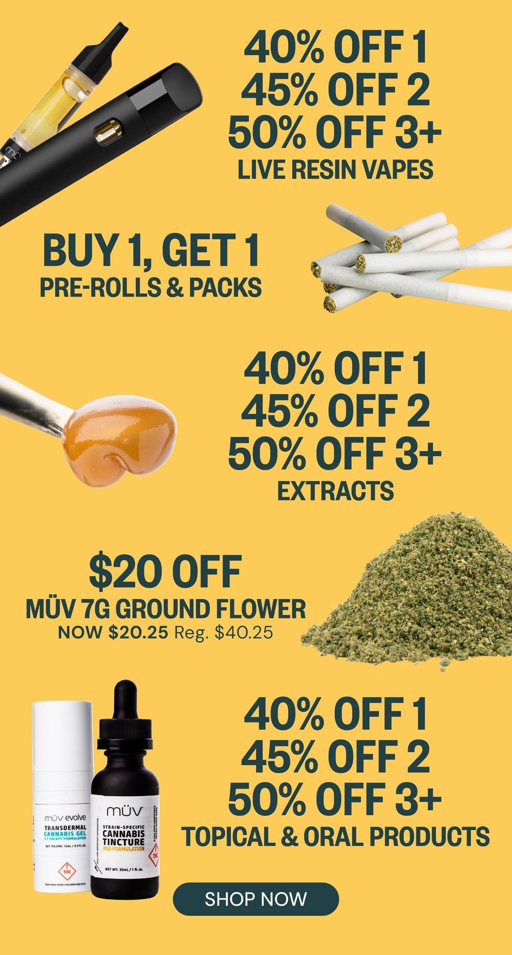 Tiered Discounts on Vapes, Extracts, and More