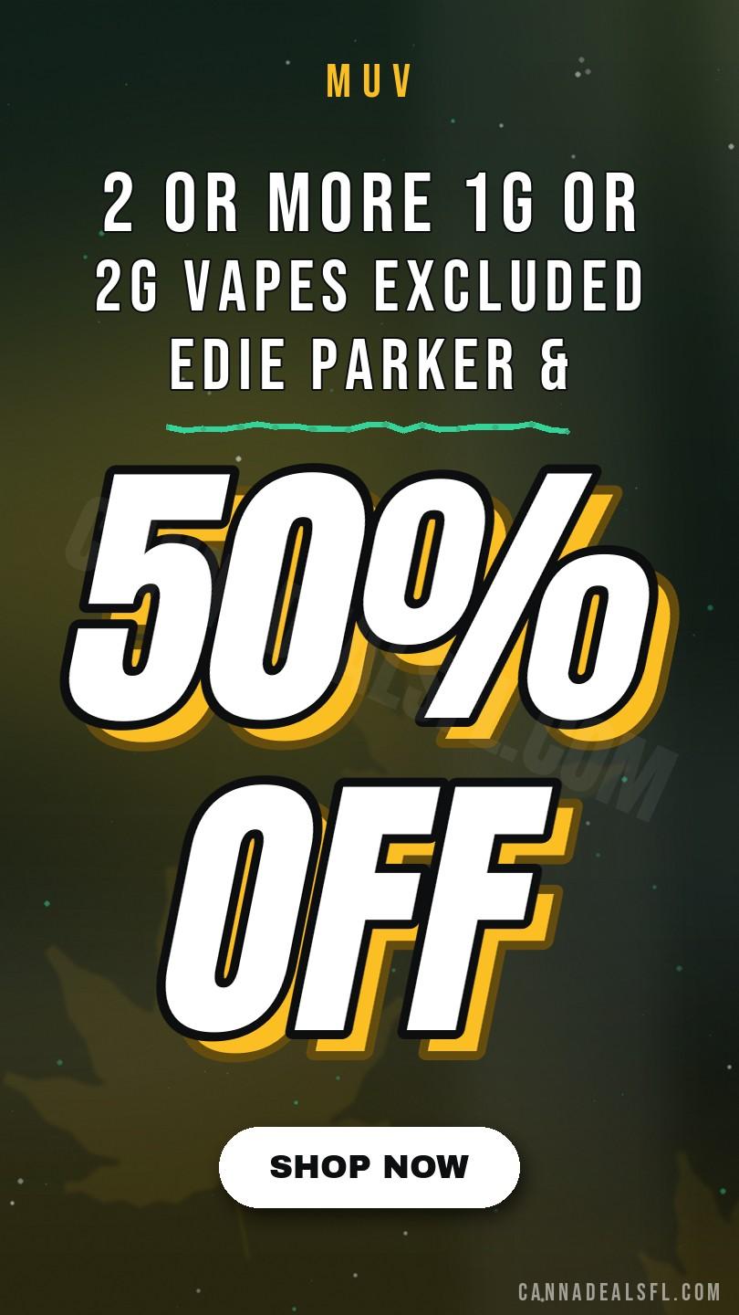50% Off 2 Or More 1G Or 2G Vapes Excluded Edie Parker & Hyphen - Cannabis deal image