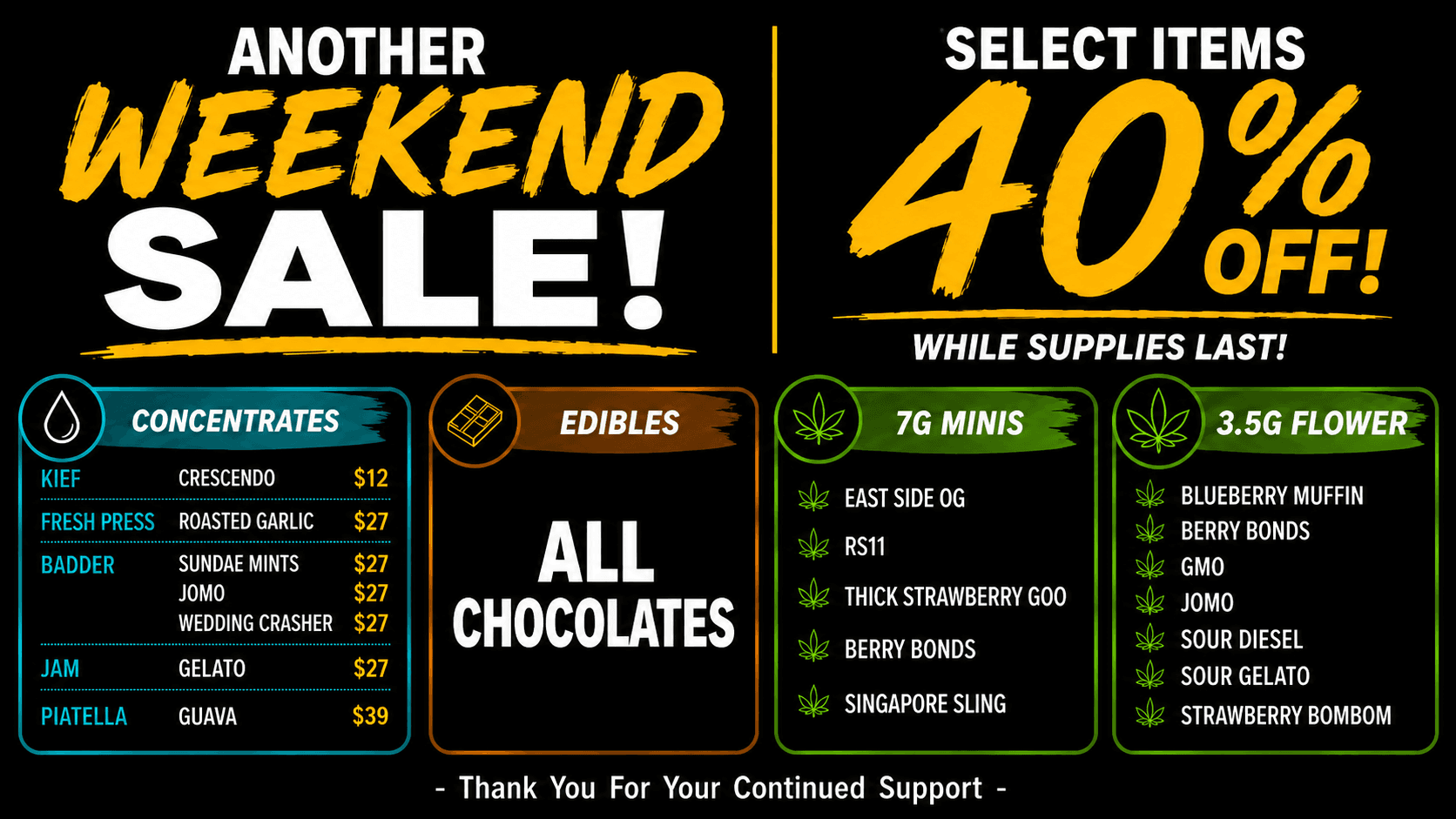 Weekend Sale: 40% Off Select Items