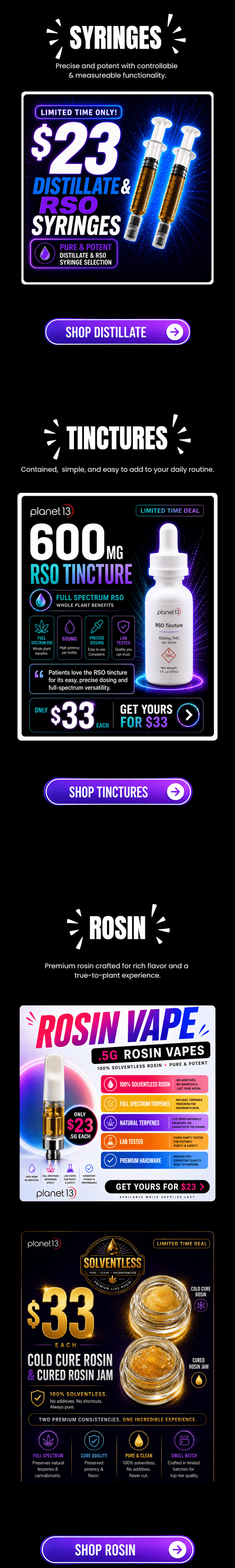 Limited Time Deals on Syringes, Tinctures & Rosin